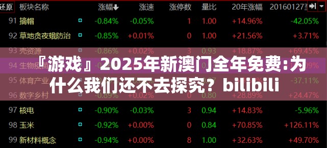 『游戏』2025年新澳门全年免费:为什么我们还不去探究？bilibili