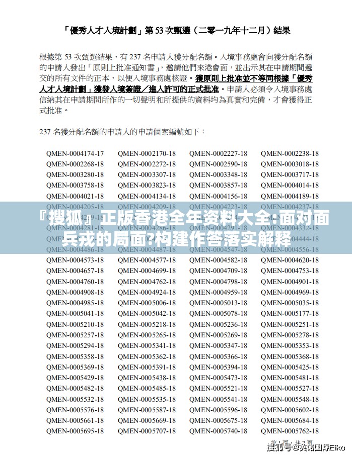 『搜狐』正版香港全年资料大全:面对面兵戎的局面?构建作答落实解释